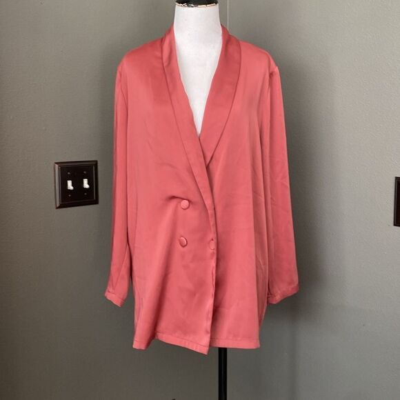 ASOS Coral Pink Double Breasted Soft Shell Blazer - Picture 10 of 10